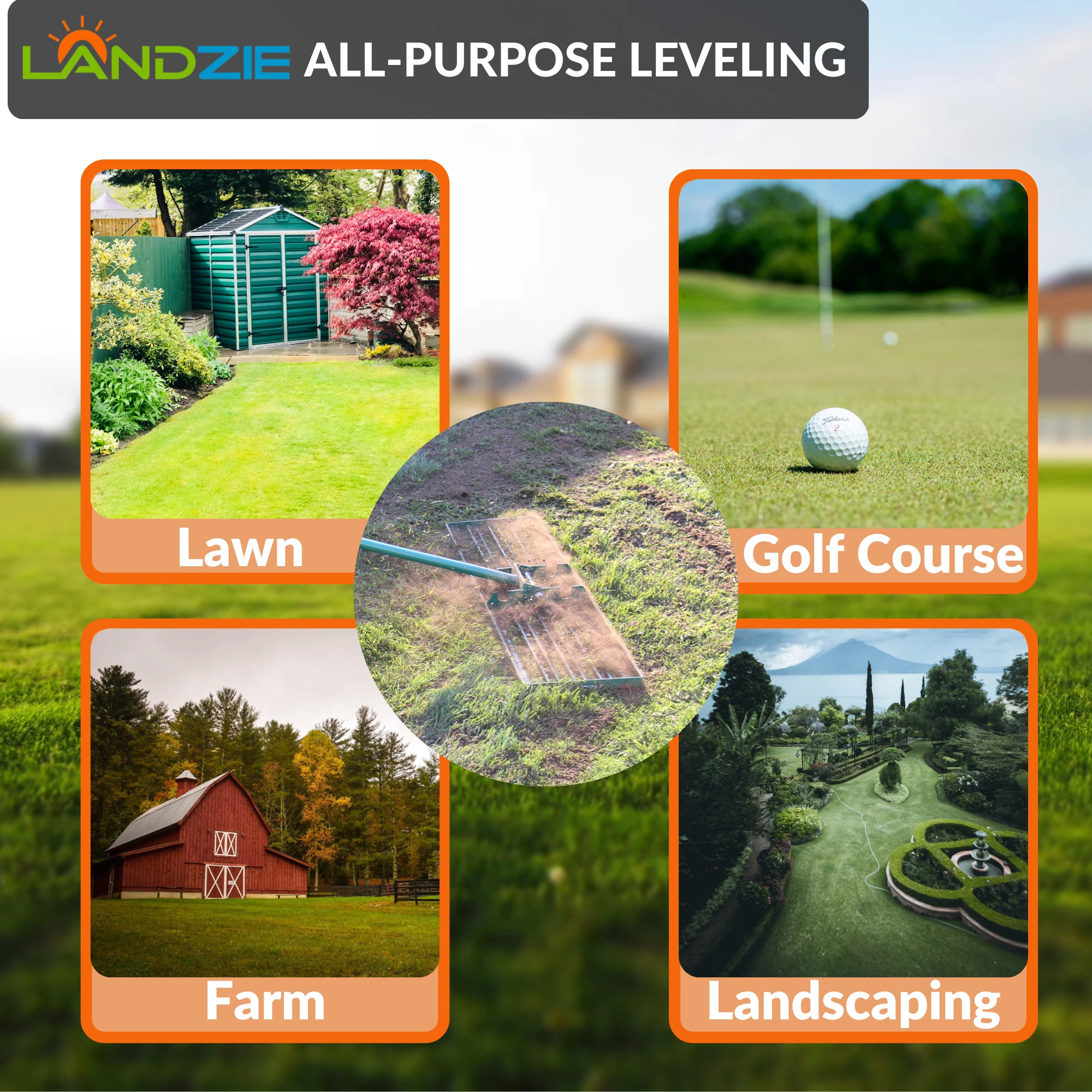 Lawn Leveling Rake by Landzie - All-purpose Leveling
