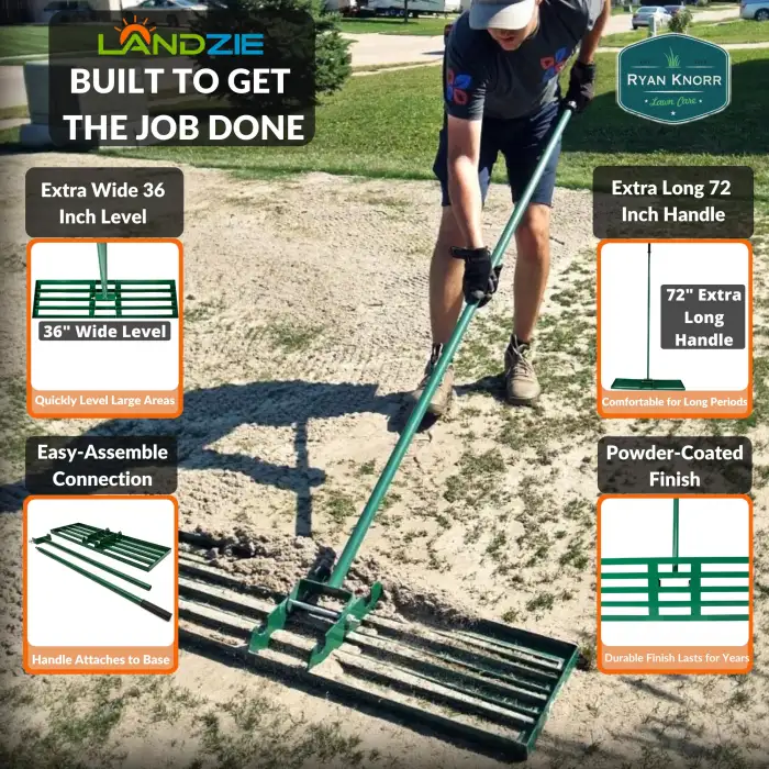 Lawn Leveling Rake by Landzie - Built To Get The Job Done