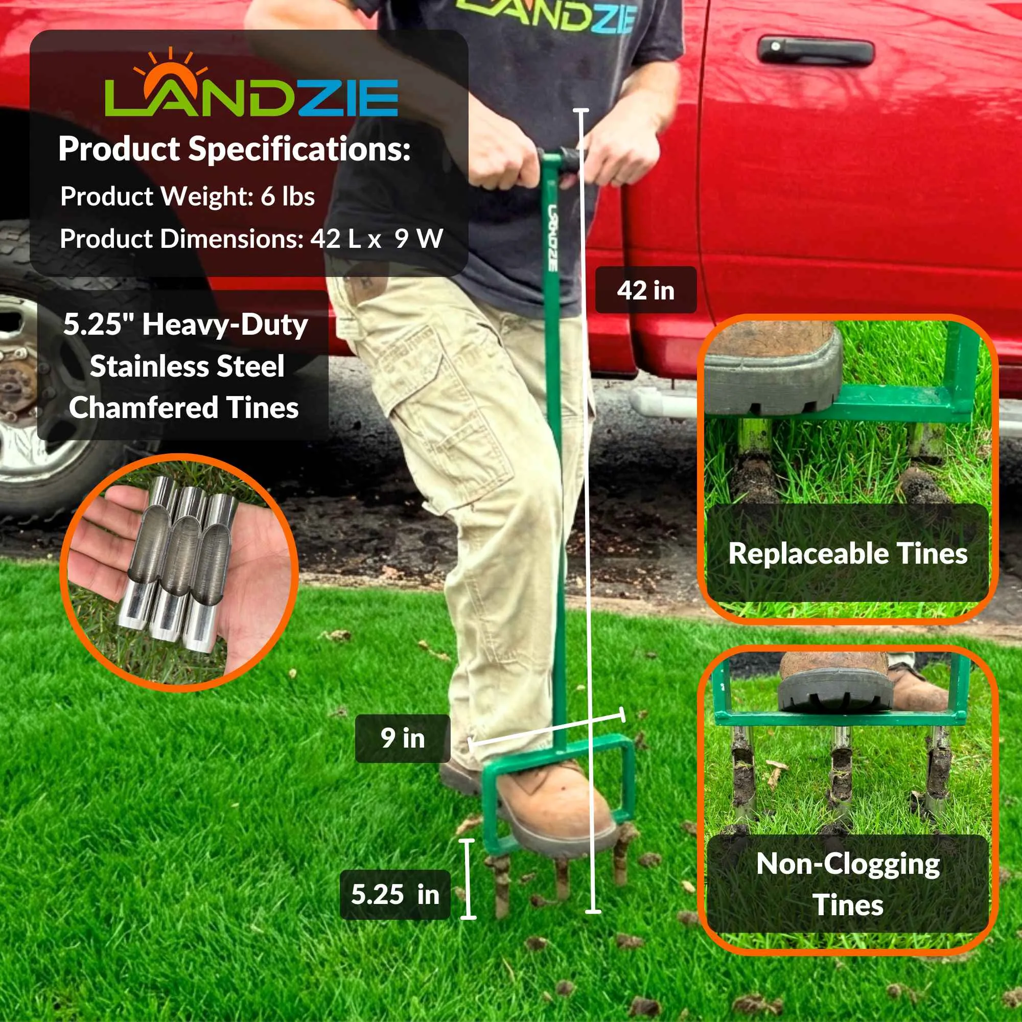 Landzie Fork Aerator with Hollow Core Tines - Image 5