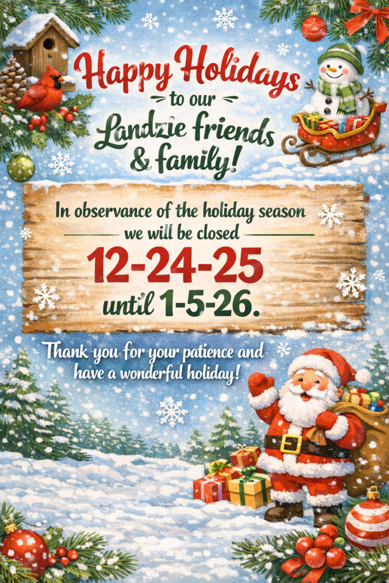 Holiday message alerting users that our office will be closed from 12-24-25 until 1-5-26.