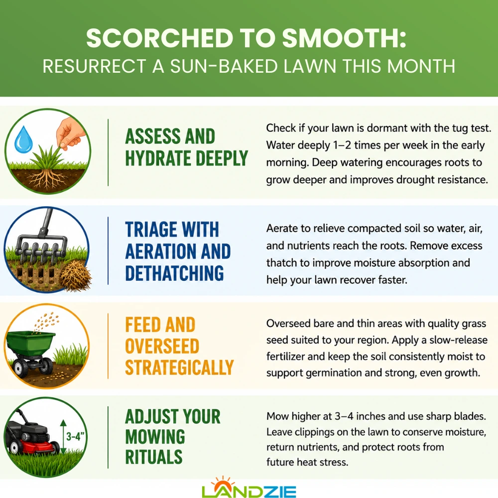 Scorched to Smooth: How to Resurrect a Sun-Baked Lawn This Month Soil Mulching